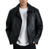 imageWULFUL Mens Leather Jackets Faux Bomber Jacket for Men Motorcycle Lapel Asymmetric ZipUp Slim Fit Biker CoatBlack020