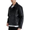 imageWULFUL Mens Leather Jackets Faux Bomber Jacket for Men Motorcycle Lapel Asymmetric ZipUp Slim Fit Biker CoatBlack020