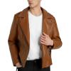 imageWULFUL Mens Leather Jackets Faux Bomber Jacket for Men Motorcycle Lapel Asymmetric ZipUp Slim Fit Biker CoatBrown007
