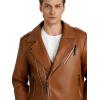 imageWULFUL Mens Leather Jackets Faux Bomber Jacket for Men Motorcycle Lapel Asymmetric ZipUp Slim Fit Biker CoatBrown007