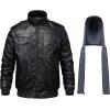 imageWULFUL Mens Leather Jackets Faux Leather Jacket for Men Lapel ZipUp Slim Fit CoatBlack022