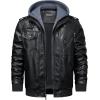 imageWULFUL Mens Leather Jackets Faux Leather Jacket for Men Lapel ZipUp Slim Fit CoatBlack022