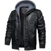imageWULFUL Mens Leather Jackets Faux Leather Jacket for Men Lapel ZipUp Slim Fit CoatBlack022