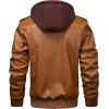 imageWULFUL Mens Leather Jackets Faux Leather Jacket for Men Lapel ZipUp Slim Fit CoatBrown022