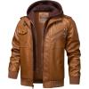 imageWULFUL Mens Leather Jackets Faux Leather Jacket for Men Lapel ZipUp Slim Fit CoatBrown022