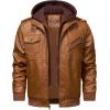 imageWULFUL Mens Leather Jackets Faux Leather Jacket for Men Lapel ZipUp Slim Fit CoatBrown022