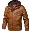 imageWULFUL Mens Leather Jackets Faux Leather Jacket for Men Lapel ZipUp Slim Fit CoatBrown022