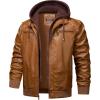 imageWULFUL Mens Leather Jackets Faux Leather Jacket for Men Lapel ZipUp Slim Fit CoatBrown025