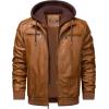 imageWULFUL Mens Leather Jackets Faux Leather Jacket for Men Lapel ZipUp Slim Fit CoatBrown025