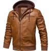 imageWULFUL Mens Leather Jackets Faux Leather Jacket for Men Lapel ZipUp Slim Fit CoatBrown025