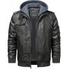 imageWULFUL Mens Leather Jackets Faux Leather Jacket for Men Lapel ZipUp Slim Fit CoatDark Grey022