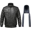 imageWULFUL Mens Leather Jackets Faux Leather Jacket for Men Lapel ZipUp Slim Fit CoatDark Grey022