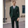imageWULFUL Mens Slim Fit 3 Piece Suit One Button Solid Blazer Business Party Jacket Vest Pants SetDark Green