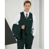 imageWULFUL Mens Slim Fit 3 Piece Suit One Button Solid Blazer Business Party Jacket Vest Pants SetDark Green