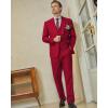 imageWULFUL Mens Slim Fit 3 Piece Suit One Button Solid Blazer Business Party Jacket Vest Pants SetRed