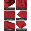 imageWULFUL Mens Slim Fit 3 Piece Suit One Button Solid Blazer Business Party Jacket Vest Pants SetRed