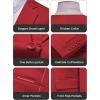imageWULFUL Mens Slim Fit 3 Piece Suit One Button Solid Blazer Business Party Jacket Vest Pants SetRed