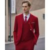 imageWULFUL Mens Slim Fit 3 Piece Suit One Button Solid Blazer Business Party Jacket Vest Pants SetRed