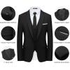 imageWULFUL Mens Slim Fit Suit One Button 3Piece Blazer Dress Business Wedding Party Jacket Vest ampamp PantBlack