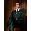 imageWULFUL Mens Slim Fit Suit One Button 3Piece Blazer Dress Business Wedding Party Jacket Vest ampamp PantDark Green