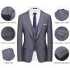 imageWULFUL Mens Slim Fit Suit One Button 3Piece Blazer Dress Business Wedding Party Jacket Vest ampamp PantDark Grey