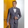 imageWULFUL Mens Slim Fit Suit One Button 3Piece Blazer Dress Business Wedding Party Jacket Vest ampamp PantDark Grey