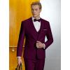 imageWULFUL Mens Slim Fit Suit One Button 3Piece Blazer Dress Business Wedding Party Jacket Vest ampamp PantDark Red