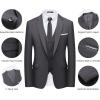 imageWULFUL Mens Slim Fit Suit One Button 3Piece Blazer Dress Business Wedding Party Jacket Vest ampamp PantGrey0127