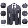 imageWULFUL Mens Slim Fit Suit One Button 3Piece Blazer Dress Business Wedding Party Jacket Vest ampamp PantGrey054