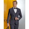 imageWULFUL Mens Slim Fit Suit One Button 3Piece Blazer Dress Business Wedding Party Jacket Vest ampamp PantGrey054