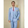 imageWULFUL Mens Slim Fit Suit One Button 3Piece Blazer Dress Business Wedding Party Jacket Vest ampamp PantLight Blue