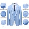 imageWULFUL Mens Slim Fit Suit One Button 3Piece Blazer Dress Business Wedding Party Jacket Vest ampamp PantLight Blue