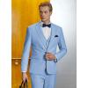 imageWULFUL Mens Slim Fit Suit One Button 3Piece Blazer Dress Business Wedding Party Jacket Vest ampamp PantLight Blue