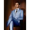 imageWULFUL Mens Slim Fit Suit One Button 3Piece Blazer Dress Business Wedding Party Jacket Vest ampamp PantLight Blue