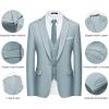 imageWULFUL Mens Slim Fit Suit One Button 3Piece Blazer Dress Business Wedding Party Jacket Vest ampamp PantLight Blue055
