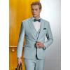 imageWULFUL Mens Slim Fit Suit One Button 3Piece Blazer Dress Business Wedding Party Jacket Vest ampamp PantLight Blue055