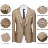 imageWULFUL Mens Slim Fit Suit One Button 3Piece Blazer Dress Business Wedding Party Jacket Vest ampamp PantLight Brown