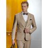 imageWULFUL Mens Slim Fit Suit One Button 3Piece Blazer Dress Business Wedding Party Jacket Vest ampamp PantLight Brown