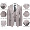 imageWULFUL Mens Slim Fit Suit One Button 3Piece Blazer Dress Business Wedding Party Jacket Vest ampamp PantLight Brown054