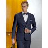 imageWULFUL Mens Slim Fit Suit One Button 3Piece Blazer Dress Business Wedding Party Jacket Vest ampamp PantNavy Blue055