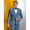 imageWULFUL Mens Slim Fit Suit One Button 3Piece Blazer Dress Business Wedding Party Jacket Vest ampamp PantNewblue