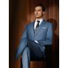 imageWULFUL Mens Slim Fit Suit One Button 3Piece Blazer Dress Business Wedding Party Jacket Vest ampamp PantNewblue