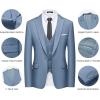 imageWULFUL Mens Slim Fit Suit One Button 3Piece Blazer Dress Business Wedding Party Jacket Vest ampamp PantNewblue