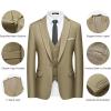 imageWULFUL Mens Slim Fit Suit One Button 3Piece Blazer Dress Business Wedding Party Jacket Vest ampamp PantNewkhaki