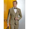 imageWULFUL Mens Slim Fit Suit One Button 3Piece Blazer Dress Business Wedding Party Jacket Vest ampamp PantNewkhaki