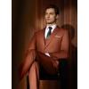 imageWULFUL Mens Slim Fit Suit One Button 3Piece Blazer Dress Business Wedding Party Jacket Vest ampamp PantNeworange