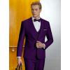 imageWULFUL Mens Slim Fit Suit One Button 3Piece Blazer Dress Business Wedding Party Jacket Vest ampamp PantPurple