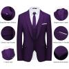 imageWULFUL Mens Slim Fit Suit One Button 3Piece Blazer Dress Business Wedding Party Jacket Vest ampamp PantPurple