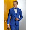 imageWULFUL Mens Slim Fit Suit One Button 3Piece Blazer Dress Business Wedding Party Jacket Vest ampamp PantRoyal Blue