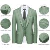 imageWULFUL Mens Slim Fit Suit One Button 3Piece Blazer Dress Business Wedding Party Jacket Vest ampamp PantSage Greennew